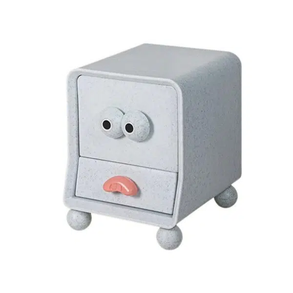 Contemporary Creative Square Cube Big Eyes ABS Hardware Nightstand 2 - Drawer For Bedroom - Image 23