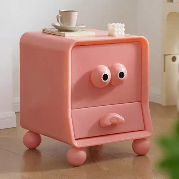 Contemporary Creative Square Cube Big Eyes ABS Hardware Nightstand 2 - Drawer For Bedroom - Image 3