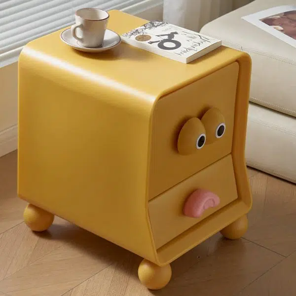 Contemporary Creative Square Cube Big Eyes ABS Hardware Nightstand 2 - Drawer For Bedroom - Image 9