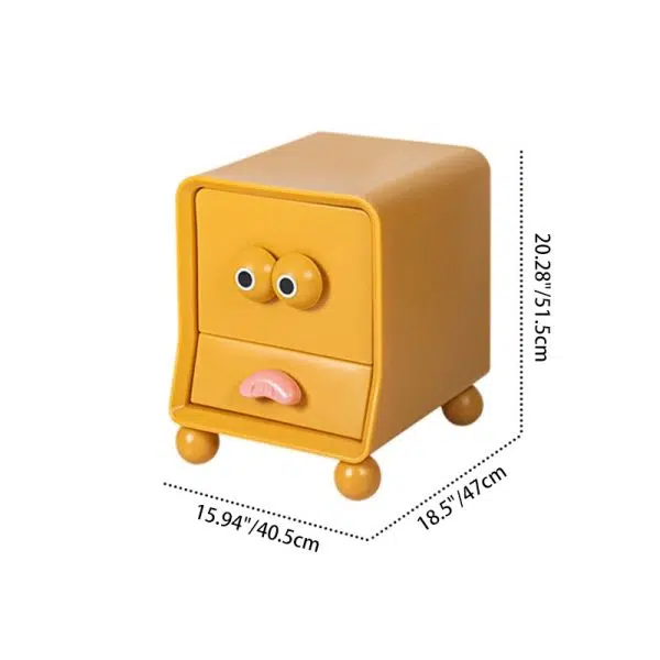 Contemporary Creative Square Cube Big Eyes ABS Hardware Nightstand 2 - Drawer For Bedroom - Image 4