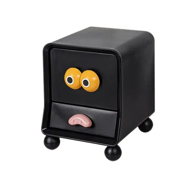 Contemporary Creative Square Cube Big Eyes ABS Hardware Nightstand 2 - Drawer For Bedroom - Image 27