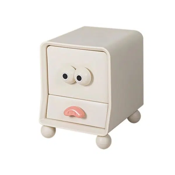 Contemporary Creative Square Cube Big Eyes ABS Hardware Nightstand 2 - Drawer For Bedroom - Image 22