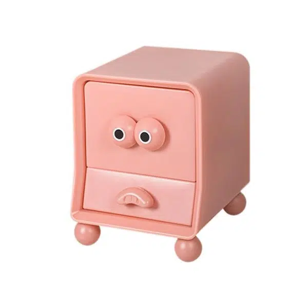 Contemporary Creative Square Cube Big Eyes ABS Hardware Nightstand 2 - Drawer For Bedroom - Image 25