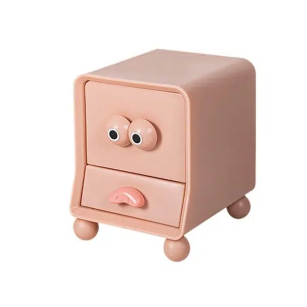 Contemporary Creative Square Cube Big Eyes ABS Hardware Nightstand 2 - Drawer For Bedroom - Image 24