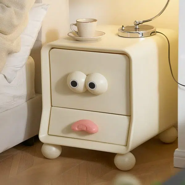 Contemporary Creative Square Cube Big Eyes ABS Hardware Nightstand 2 - Drawer For Bedroom - Image 14