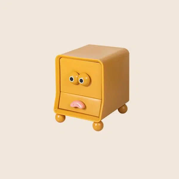 Contemporary Creative Square Cube Big Eyes ABS Hardware Nightstand 2 - Drawer For Bedroom - Image 19