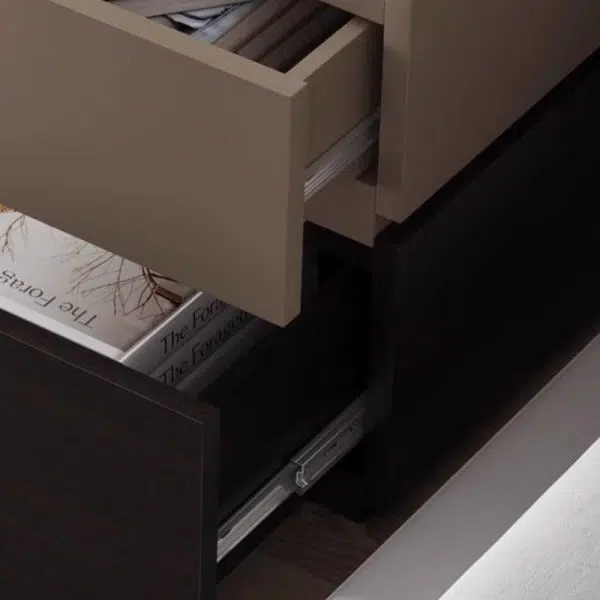 Contemporary Nordic Rectangular Stacked Oak Wood Nightstand 2-Drawer For Bedroom - Image 7