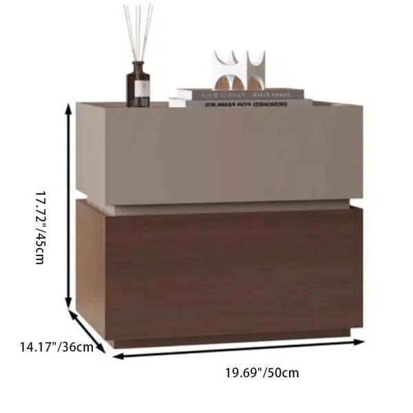 Contemporary Nordic Rectangular Stacked Oak Wood Nightstand 2-Drawer For Bedroom - Image 4