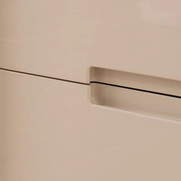 Contemporary Nordic Rectangular Rounded Corner Wood Grain Wood Density Panel Nightstand 2-Drawer For Bedroom - Image 11