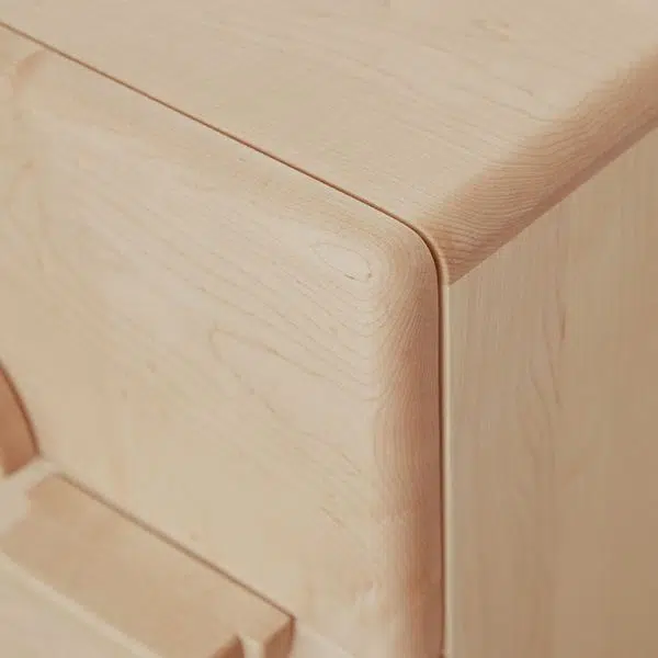 Contemporary Nordic Rectangular Round Knob Maple Wood Nightstand 2-Drawer For Bedroom - Image 9