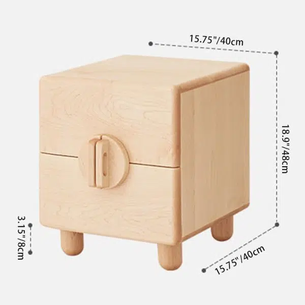 Contemporary Nordic Rectangular Round Knob Maple Wood Nightstand 2-Drawer For Bedroom - Image 4