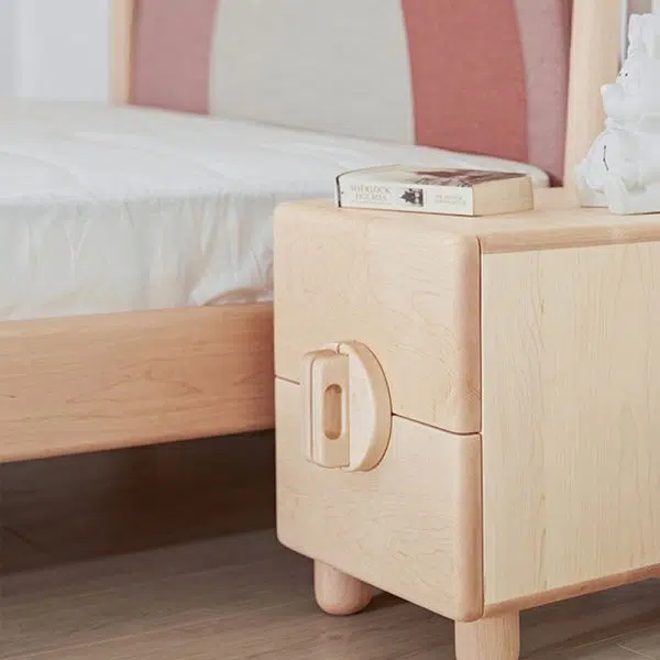 Contemporary Nordic Rectangular Round Knob Maple Wood Nightstand 2-Drawer For Bedroom - Image 14