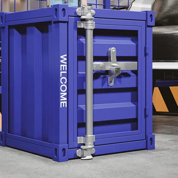 Contemporary Industrial Rectangular Striped Container Iron Nightstand For Bedroom - Image 9