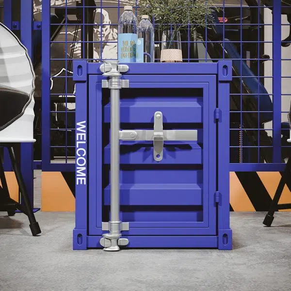 Contemporary Industrial Rectangular Striped Container Iron Nightstand For Bedroom - Image 3