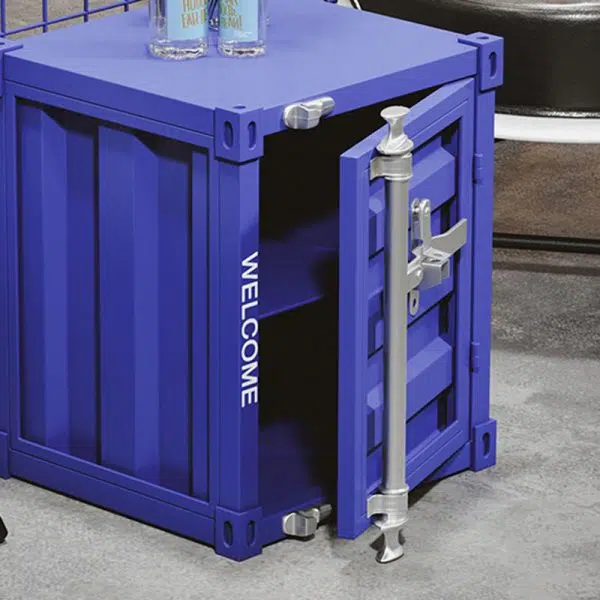 Contemporary Industrial Rectangular Striped Container Iron Nightstand For Bedroom - Image 8