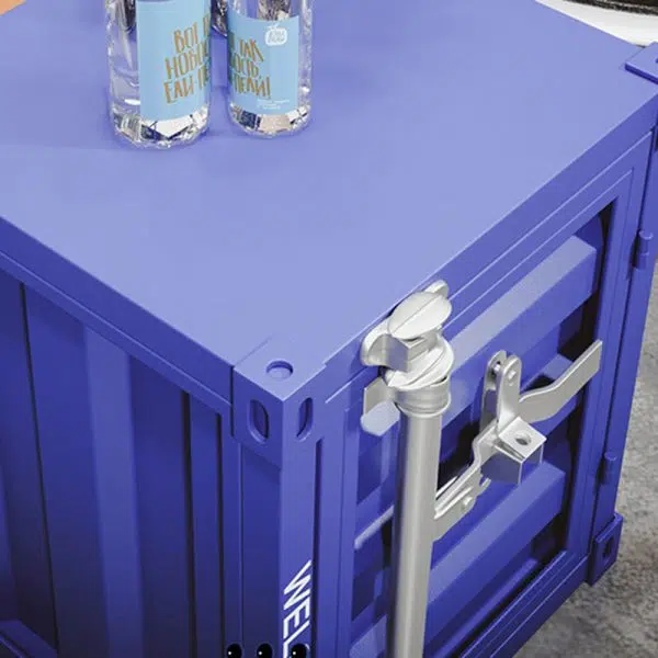 Contemporary Industrial Rectangular Striped Container Iron Nightstand For Bedroom - Image 5