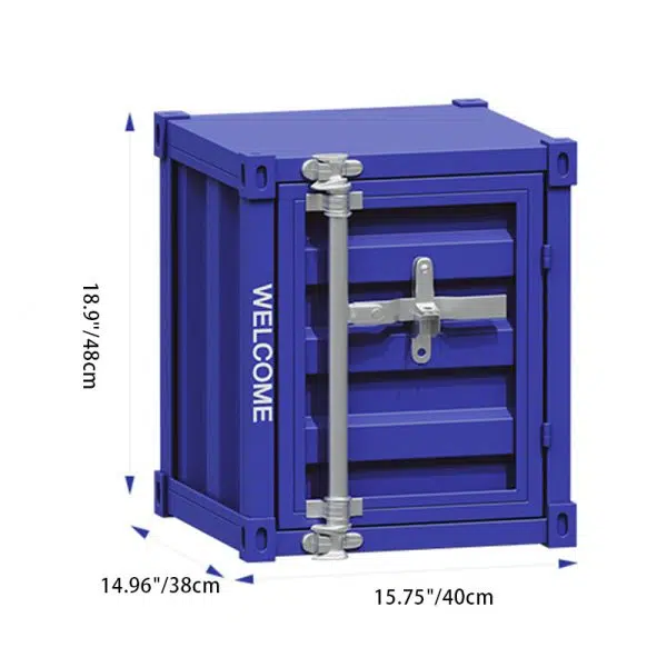 Contemporary Industrial Rectangular Striped Container Iron Nightstand For Bedroom - Image 4