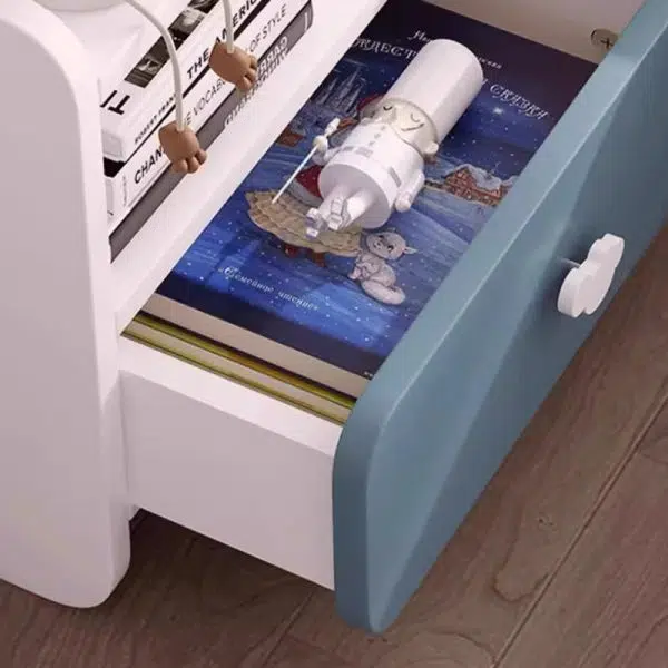 Contemporary Creative Kids Rectangular Faux Panel Nightstand 1/2 Drawer For Bedroom - Image 12