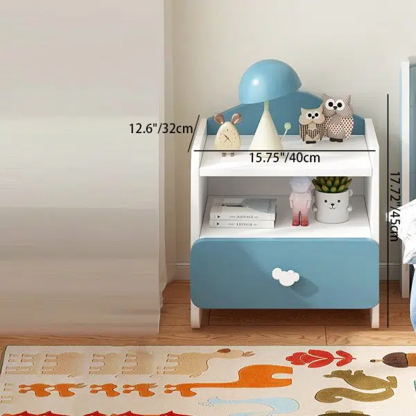 Contemporary Creative Kids Rectangular Faux Panel Nightstand 1/2 Drawer For Bedroom - Image 4