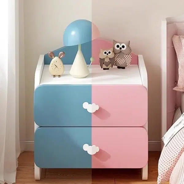 Contemporary Creative Kids Rectangular Faux Panel Nightstand 1/2 Drawer For Bedroom - Image 14