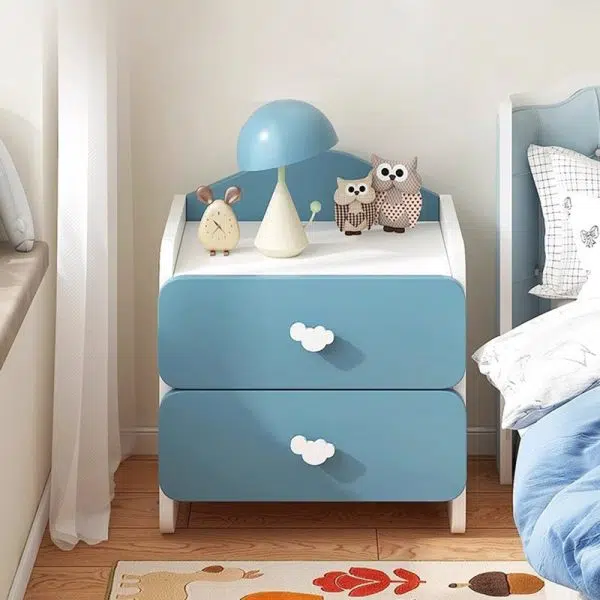 Contemporary Creative Kids Rectangular Faux Panel Nightstand 1/2 Drawer For Bedroom - Image 15
