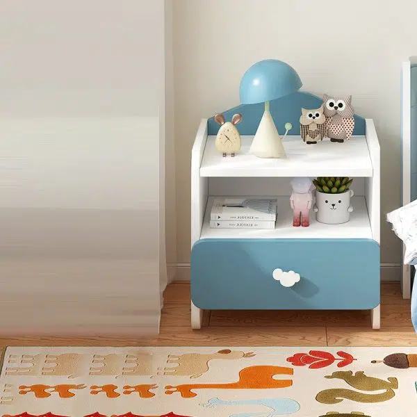 Contemporary Creative Kids Rectangular Faux Panel Nightstand 1/2 Drawer For Bedroom - Image 16