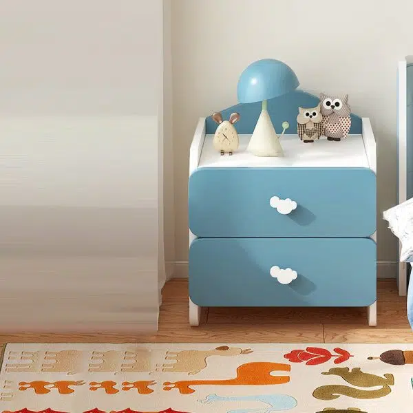 Contemporary Creative Kids Rectangular Faux Panel Nightstand 1/2 Drawer For Bedroom - Image 18