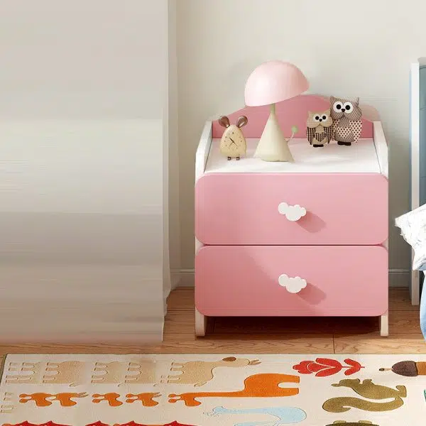 Contemporary Creative Kids Rectangular Faux Panel Nightstand 1/2 Drawer For Bedroom - Image 19