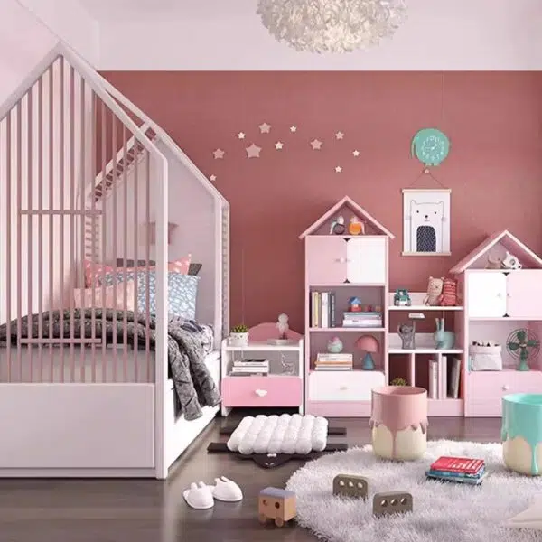 Contemporary Creative Kids Rectangular Faux Panel Nightstand 1/2 Drawer For Bedroom - Image 20