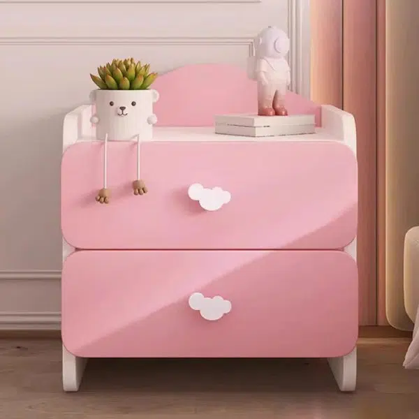 Contemporary Creative Kids Rectangular Faux Panel Nightstand 1/2 Drawer For Bedroom - Image 2