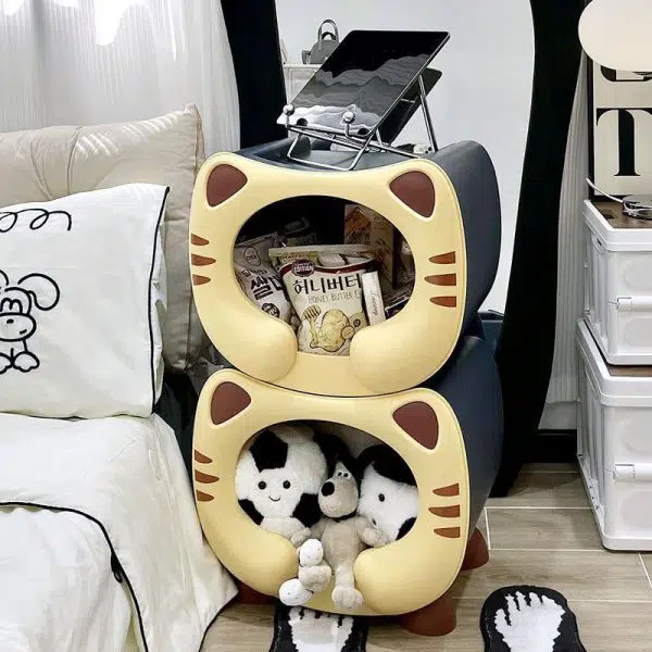 Contemporary Creative Kids Round Cat PP Nightstand For Bedroom - Image 8