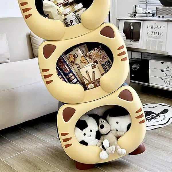 Contemporary Creative Kids Round Cat PP Nightstand For Bedroom - Image 14