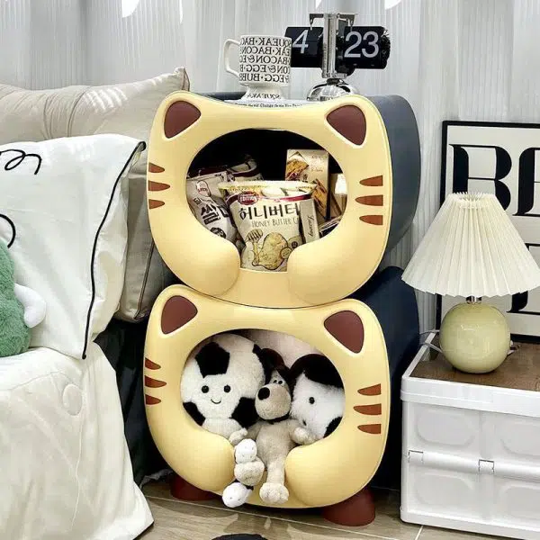 Contemporary Creative Kids Round Cat PP Nightstand For Bedroom - Image 15