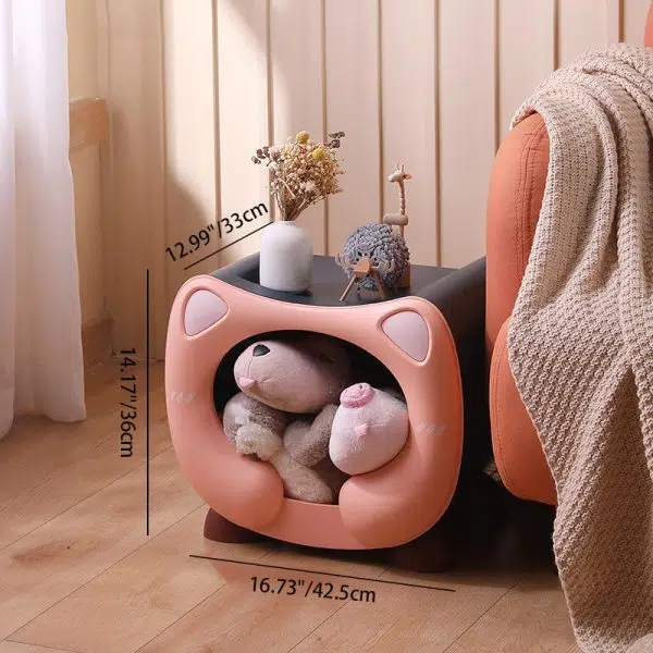 Contemporary Creative Kids Round Cat PP Nightstand For Bedroom - Image 4