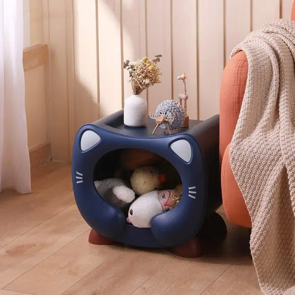 Contemporary Creative Kids Round Cat PP Nightstand For Bedroom - Image 3