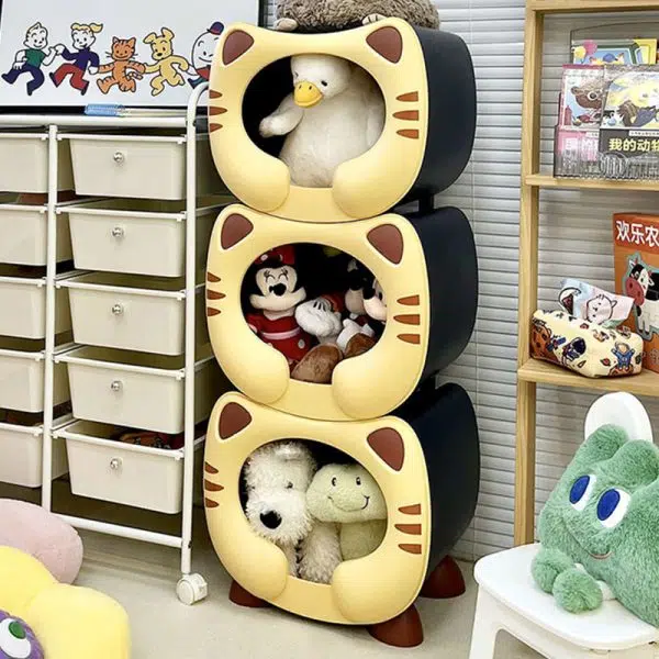 Contemporary Creative Kids Round Cat PP Nightstand For Bedroom - Image 11