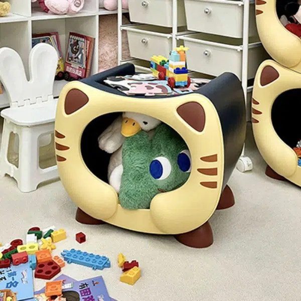 Contemporary Creative Kids Round Cat PP Nightstand For Bedroom - Image 12