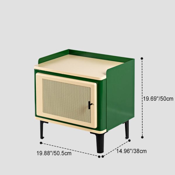 Contemporary Retro Rectangular Cold Rolled Plate Galvanized Perforated Panel Nightstand 1-Storage For Bedroom - Image 4