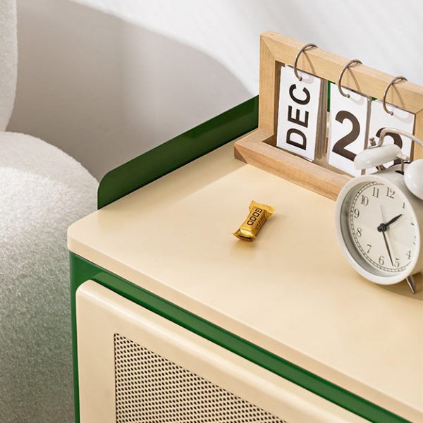 Contemporary Retro Rectangular Cold Rolled Plate Galvanized Perforated Panel Nightstand 1-Storage For Bedroom - Image 6