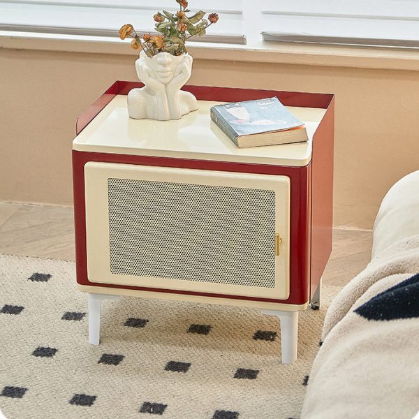 Contemporary Retro Rectangular Cold Rolled Plate Galvanized Perforated Panel Nightstand 1-Storage For Bedroom - Image 16