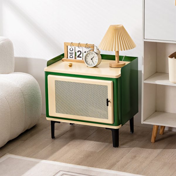 Contemporary Retro Rectangular Cold Rolled Plate Galvanized Perforated Panel Nightstand 1-Storage For Bedroom - Image 12