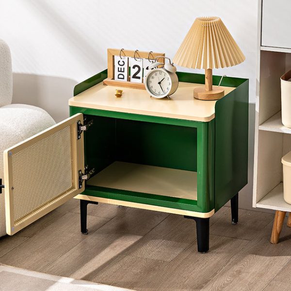 Contemporary Retro Rectangular Cold Rolled Plate Galvanized Perforated Panel Nightstand 1-Storage For Bedroom - Image 10