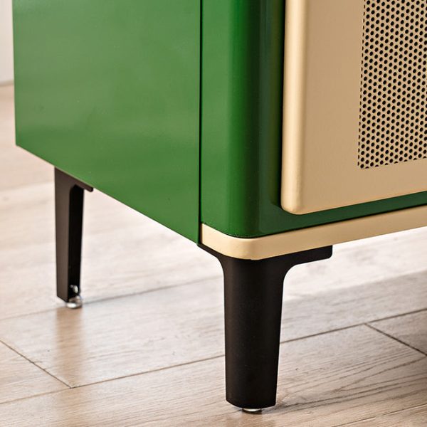 Contemporary Retro Rectangular Cold Rolled Plate Galvanized Perforated Panel Nightstand 1-Storage For Bedroom - Image 8