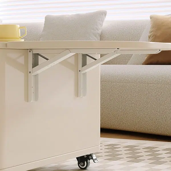 Contemporary Creative Rectangular Stainless Steel Wood Coffee Table Extendable 2-Tier For Living Room - Image 6