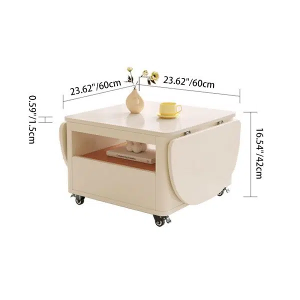 Contemporary Creative Rectangular Stainless Steel Wood Coffee Table Extendable 2-Tier For Living Room - Image 4