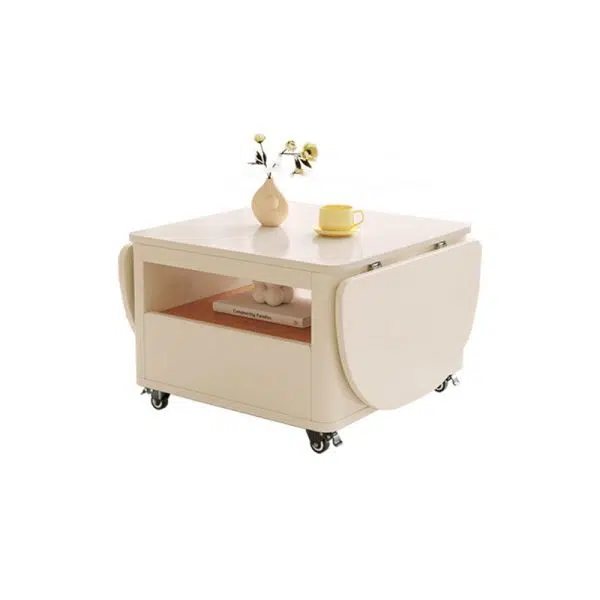 Contemporary Creative Rectangular Stainless Steel Wood Coffee Table Extendable 2-Tier For Living Room - Image 18