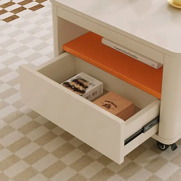 Contemporary Creative Rectangular Stainless Steel Wood Coffee Table Extendable 2-Tier For Living Room - Image 9