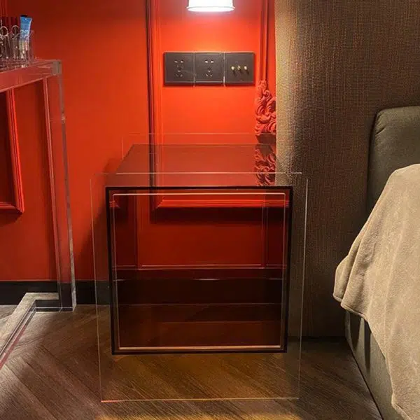 Contemporary Creative Rectangular Acrylic End Table 2-Tier For Living Room - Image 3