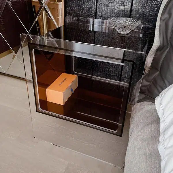 Contemporary Creative Rectangular Acrylic End Table 2-Tier For Living Room - Image 5