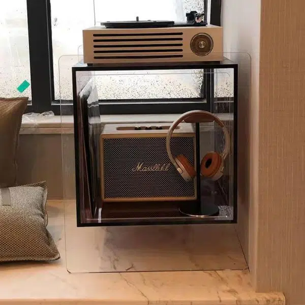 Contemporary Creative Rectangular Acrylic End Table 2-Tier For Living Room - Image 7